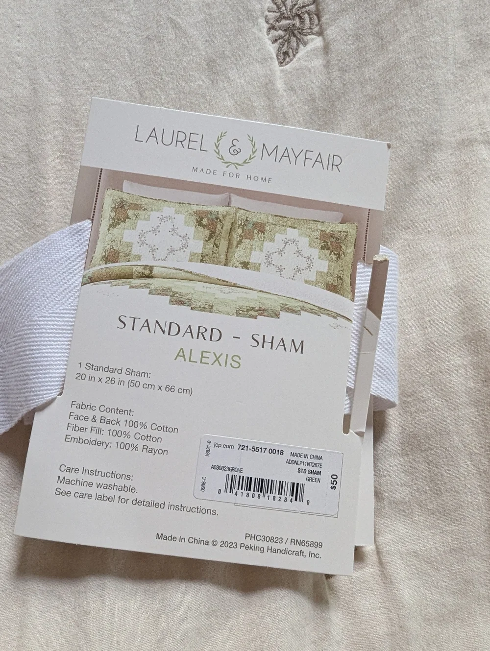 Set of 2 embroidery quilt style pillow shams standard size